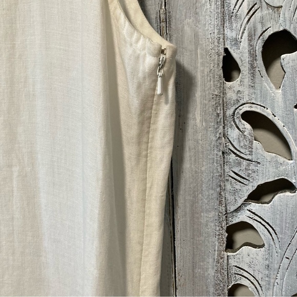 Eileen Fisher White Irish Linen Tank Scoop Neck Asymetrical Flowy Maxi Sun Dress - Picture 4 of 6